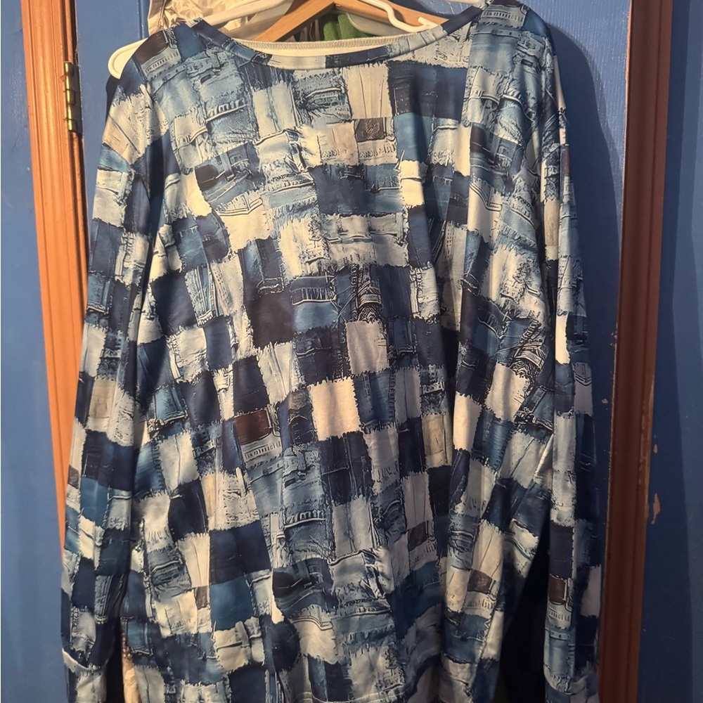 Women’s Patchwork Denim Look Tunic